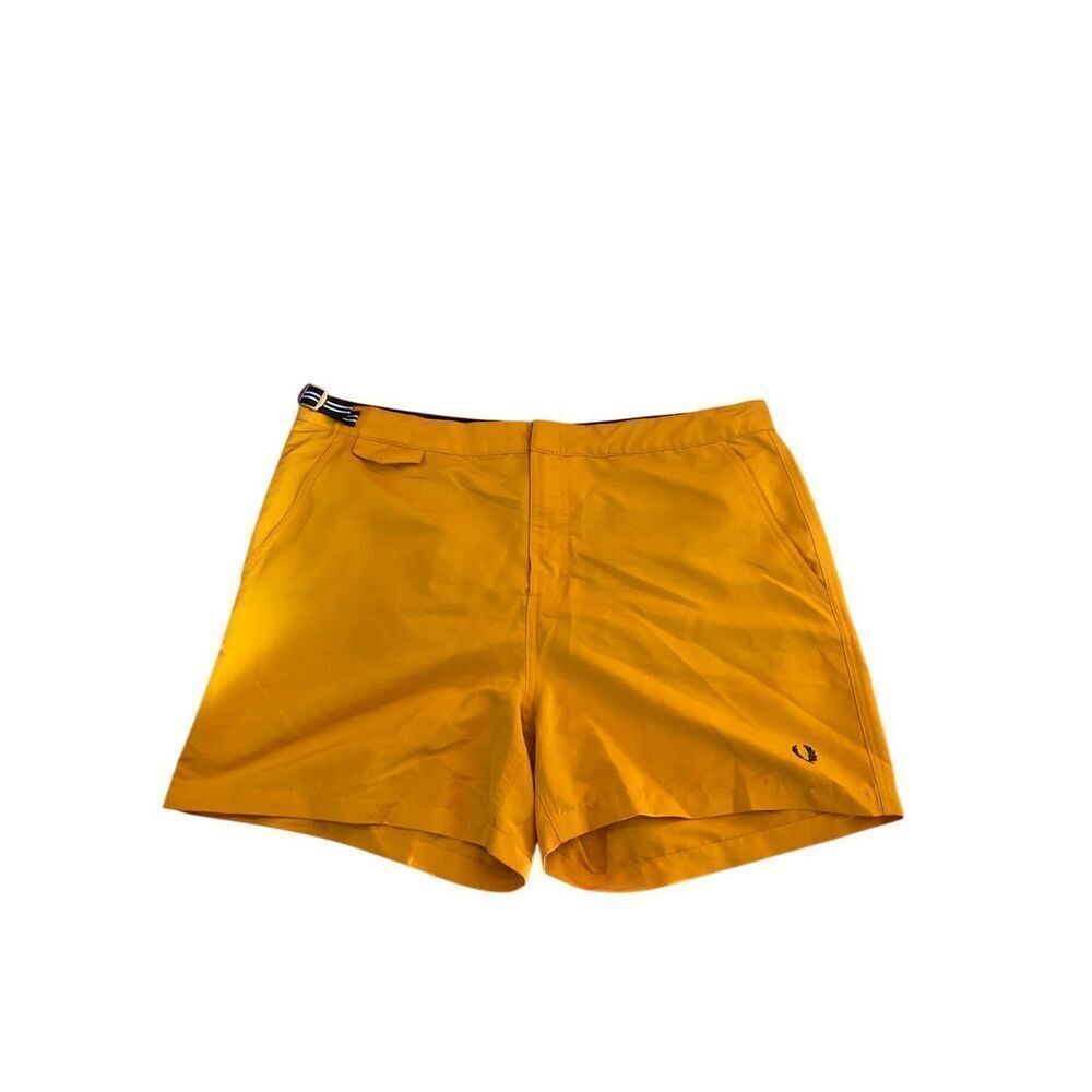 Fred Perry, men’s mustard, flat front sportswear, swimwear, size XL